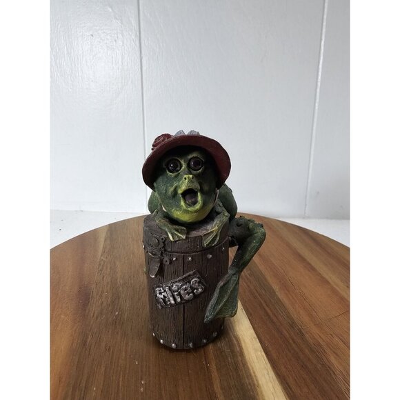 Vintage 90s Pete Apsit Frog in Bonnet sitting on a bucket of flies See Pics - Picture 2 of 9